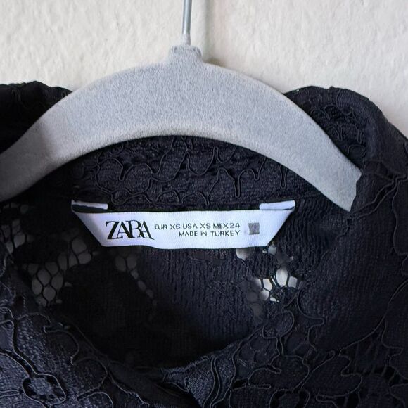 Zara Sheer Lace Black Crop Top Size XS - Picture 11 of 11